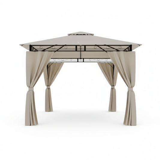 Tonnelle de jardin Solene en acier avec toile imperméable | 3x3m | Crème | Série Confort