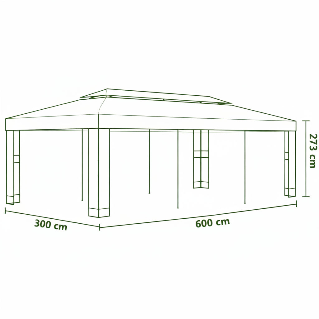 Tonnelle de jardin Azura en acier avec toile imperméable | 3x6m | Taupe | Série Confort