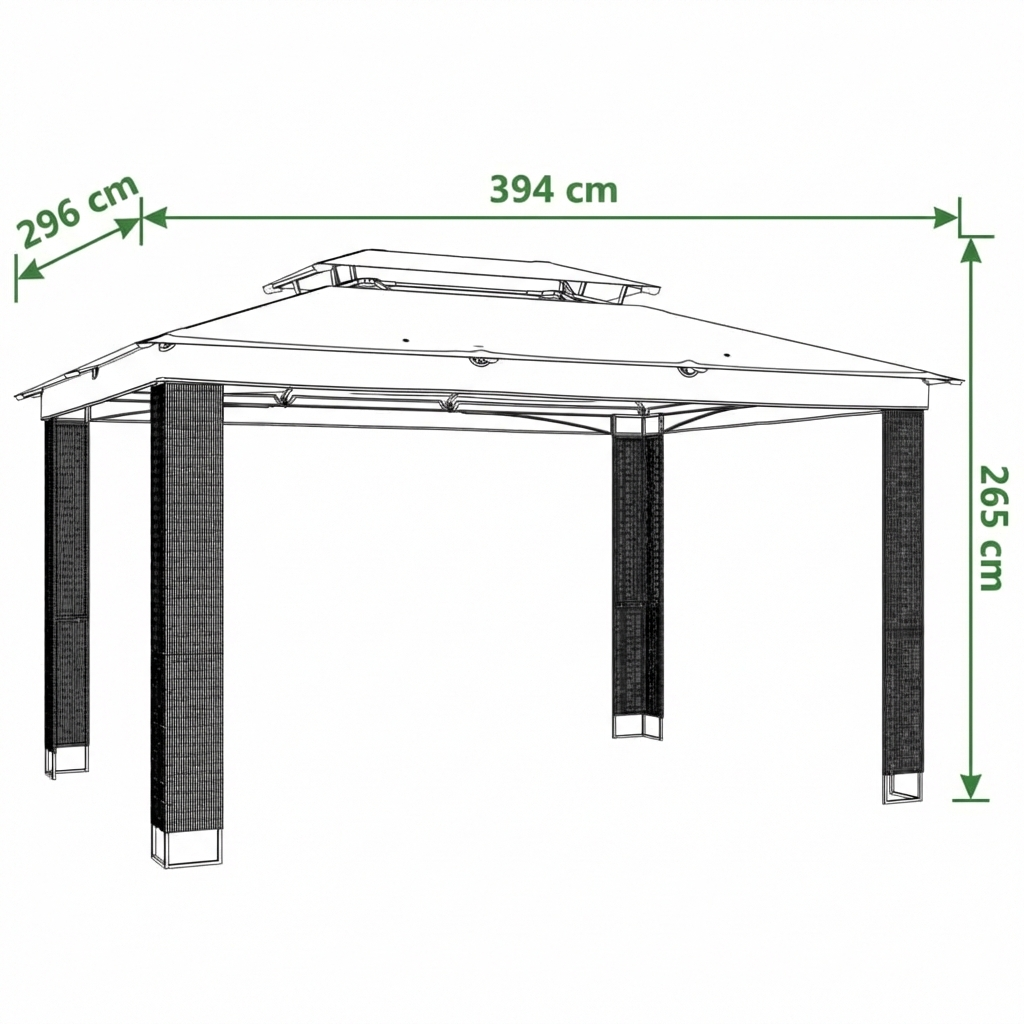 Tonnelle de jardin Calypso en acier avec toile imperméable | 3x4m | Anthracite | Série Confort