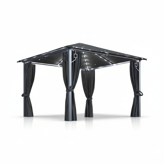 Tonnelle de jardin Marina en aluminium avec toile imperméable | 3x3m | Anthracite | Série Structure