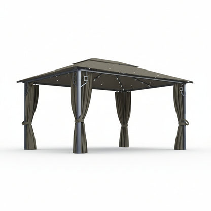 Tonnelle de jardin Marina en aluminium avec toile imperméable | 3x4m | Taupe | Série Structure