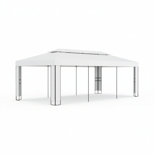 Tonnelle de jardin Azura en acier avec toile imperméable | 3x6m | Blanc | Série Confort