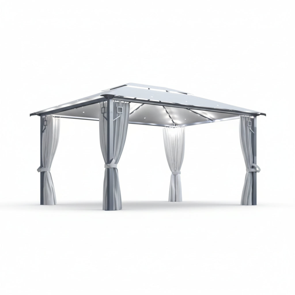 Tonnelle de jardin Marina en aluminium avec toile imperméable | 3x4m | Crème | Série Structure