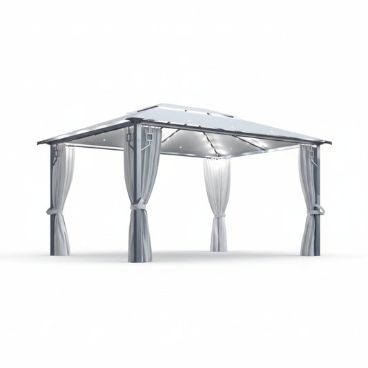 Tonnelle de jardin Marina en aluminium avec toile imperméable | 3x4m | Crème | Série Structure