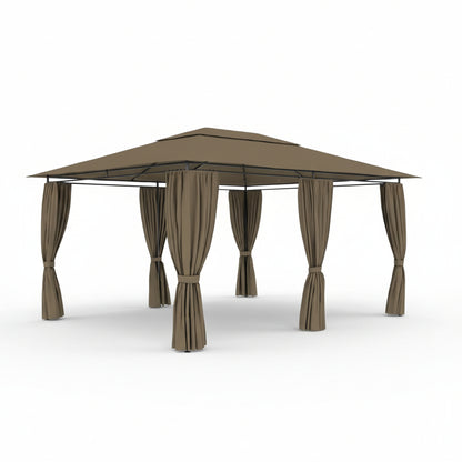 Tonnelle de jardin Riviera en acier avec toile imperméable | 3x4m | Taupe | Série Confort