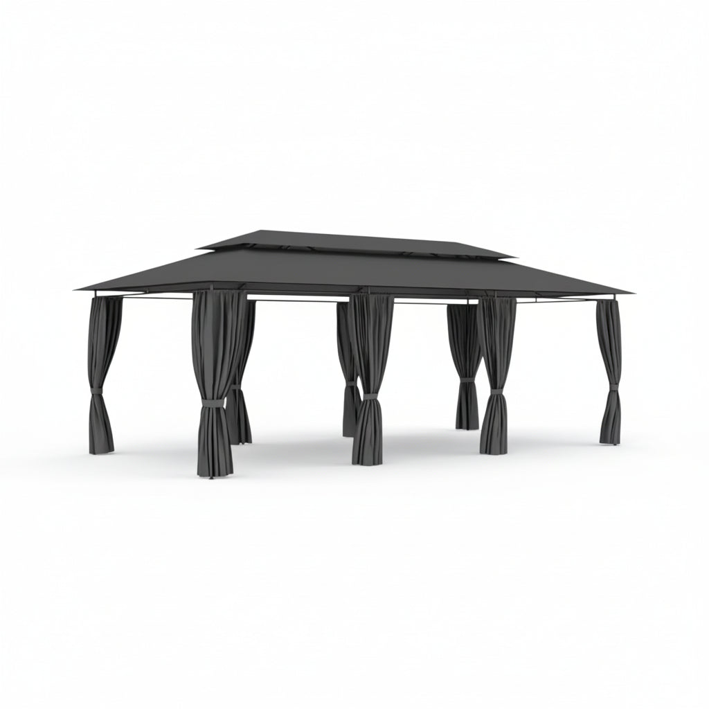 Tonnelle de jardin Riviera en acier avec toile imperméable | 3x6m | Anthracite | Série Confort