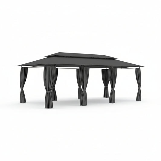 Tonnelle de jardin Riviera en acier avec toile imperméable | 3x6m | Anthracite | Série Confort