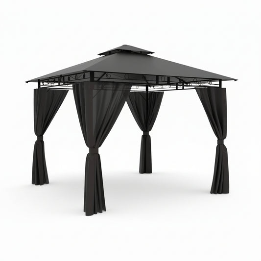 Tonnelle de jardin Solene en acier avec toile imperméable | 3x3m | Anthracite | Série Confort