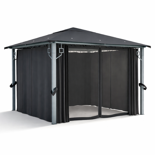 Tonnelle de jardin Marina en aluminium avec toile imperméable | 3x3m | Anthracite | Série Structure