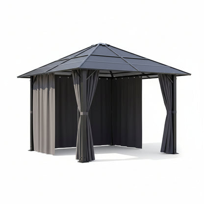Tonnelle de jardin Element en aluminium avec toit rigide | 3x3m | Noir | Série Structure