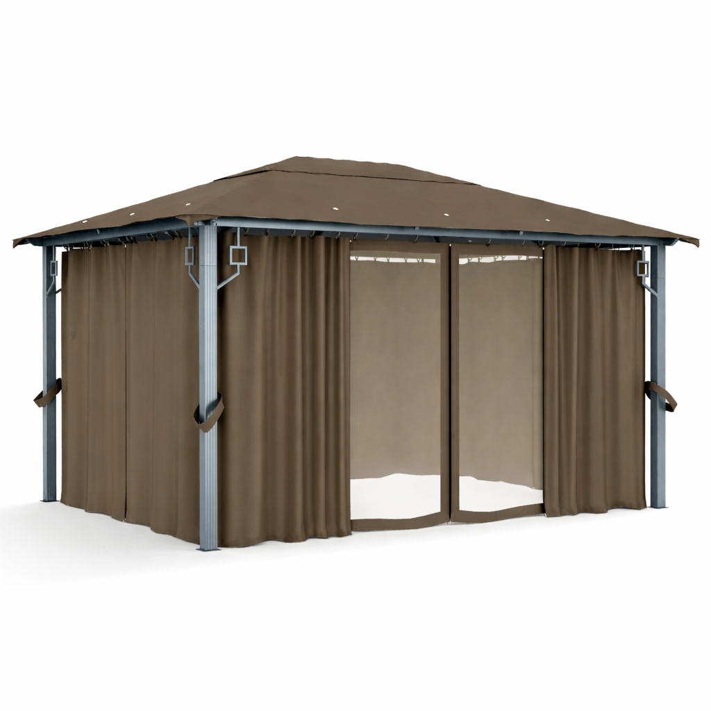 Tonnelle de jardin Marina en aluminium avec toile imperméable | 3x4m | Taupe | Série Structure