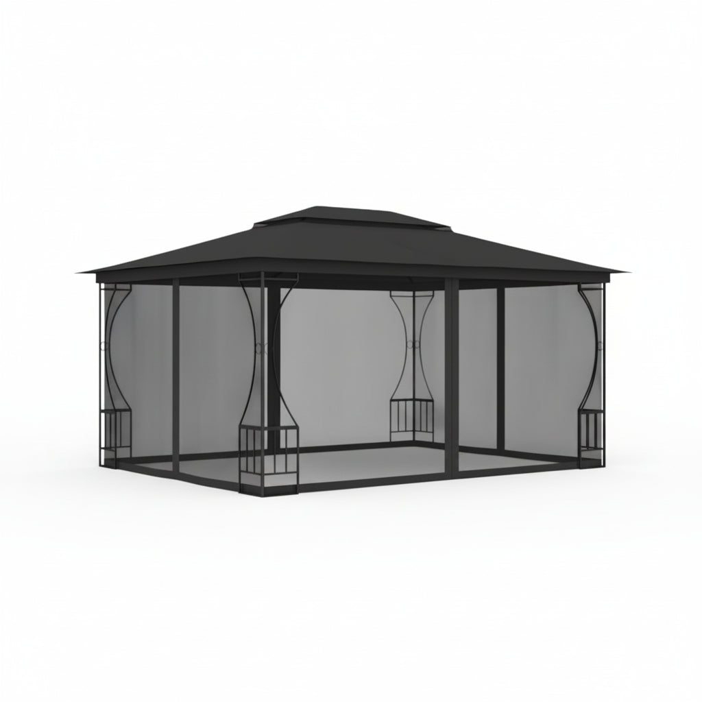 Tonnelle de jardin Eden en acier avec toile imperméable | 3x4m | Anthracite | Série Confort