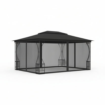 Tonnelle de jardin Eden en acier avec toile imperméable | 3x4m | Anthracite | Série Confort