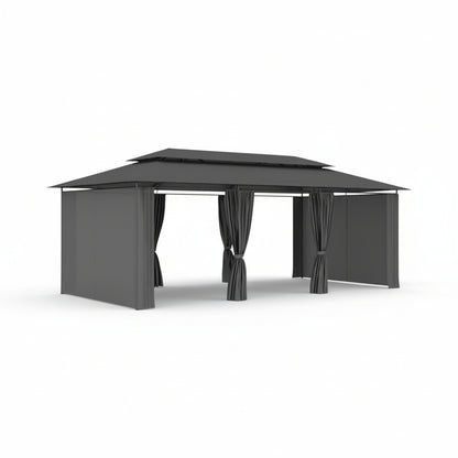 Tonnelle de jardin Riviera en acier avec toile imperméable | 3x6m | Anthracite | Série Confort