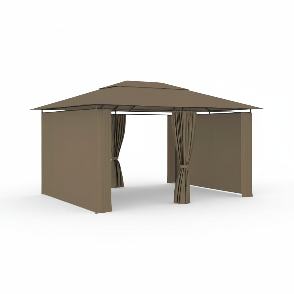 Tonnelle de jardin Riviera en acier avec toile imperméable | 3x4m | Taupe | Série Confort