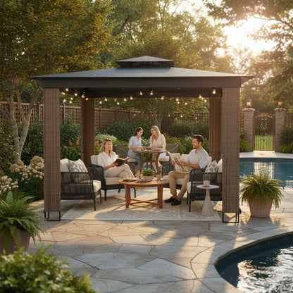 Tonnelle de jardin Calypso en acier avec toile imperméable | 3x3m | Anthracite | Série Confort