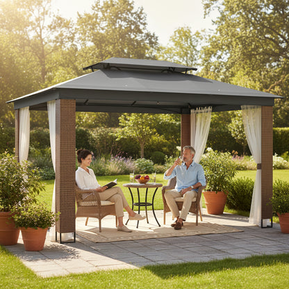 Tonnelle de jardin Calypso en acier avec toile imperméable | 3x4m | Anthracite | Série Confort