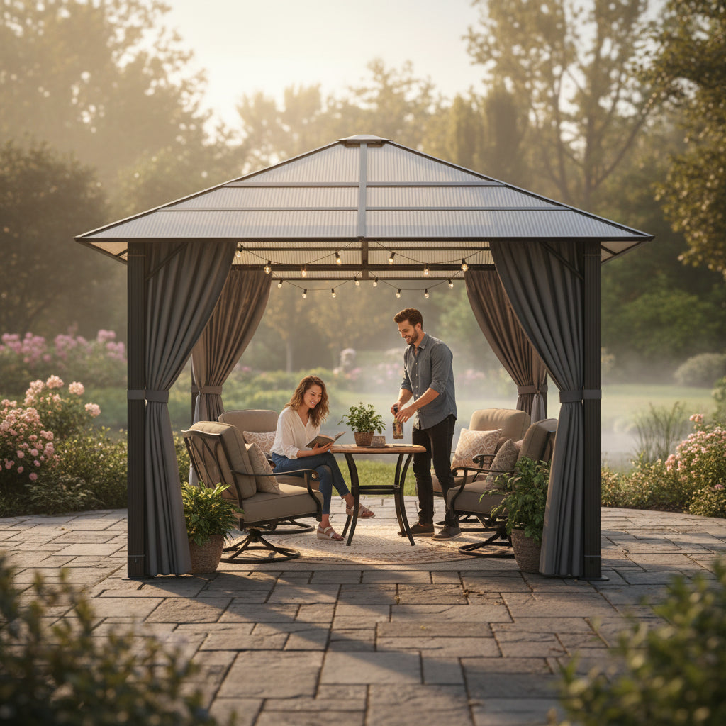 Tonnelle de jardin Element en aluminium avec toit rigide | 3x3m | Noir | Série Structure