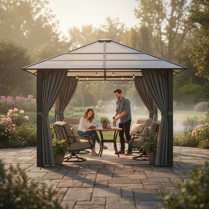 Tonnelle de jardin Element en aluminium avec toit rigide | 3x3m | Noir | Série Structure