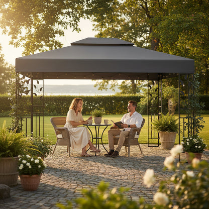 Tonnelle de jardin Sierra en acier avec toile imperméable | 3x4m | Anthracite | Série Confort