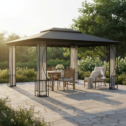 Tonnelle de jardin Eden en acier avec toile imperméable | 3x4m | Anthracite | Série Confort