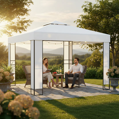 Tonnelle de jardin Azura en acier avec toile imperméable | 3x3m | Blanc | Série Confort
