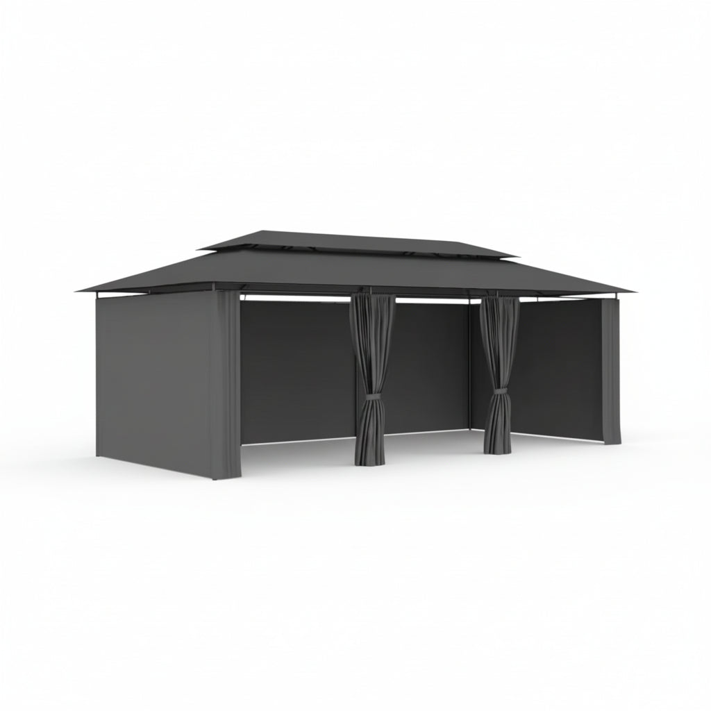 Tonnelle de jardin Riviera en acier avec toile imperméable | 3x6m | Anthracite | Série Confort