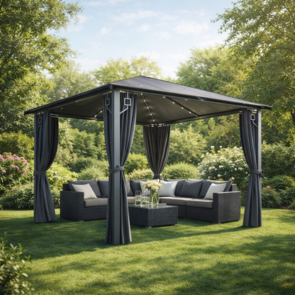 Tonnelle de jardin Marina en aluminium avec toile imperméable | 3x3m | Anthracite | Série Structure