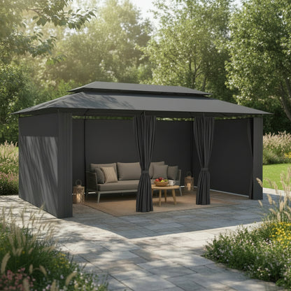 Tonnelle de jardin Riviera en acier avec toile imperméable | 3x6m | Anthracite | Série Confort