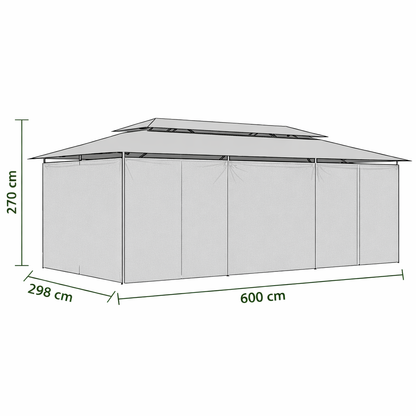 Tonnelle de jardin Riviera en acier avec toile imperméable | 3x6m | Anthracite | Série Confort