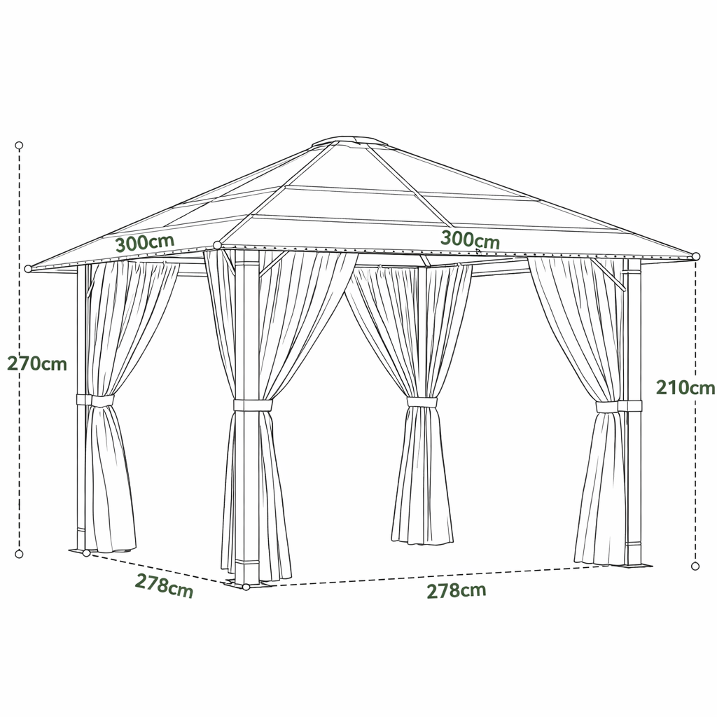 Tonnelle de jardin Element en aluminium avec toit rigide | 3x3m | Noir | Série Structure