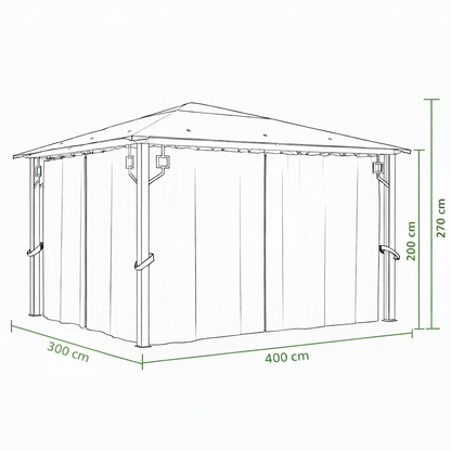 Tonnelle de jardin Marina en aluminium avec toile imperméable | 3x4m | Taupe | Série Structure