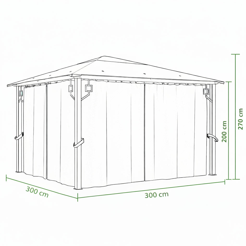 Tonnelle de jardin Marina en aluminium avec toile imperméable | 3x3m | Anthracite | Série Structure