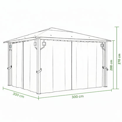 Tonnelle de jardin Marina en aluminium avec toile imperméable | 3x3m | Anthracite | Série Structure