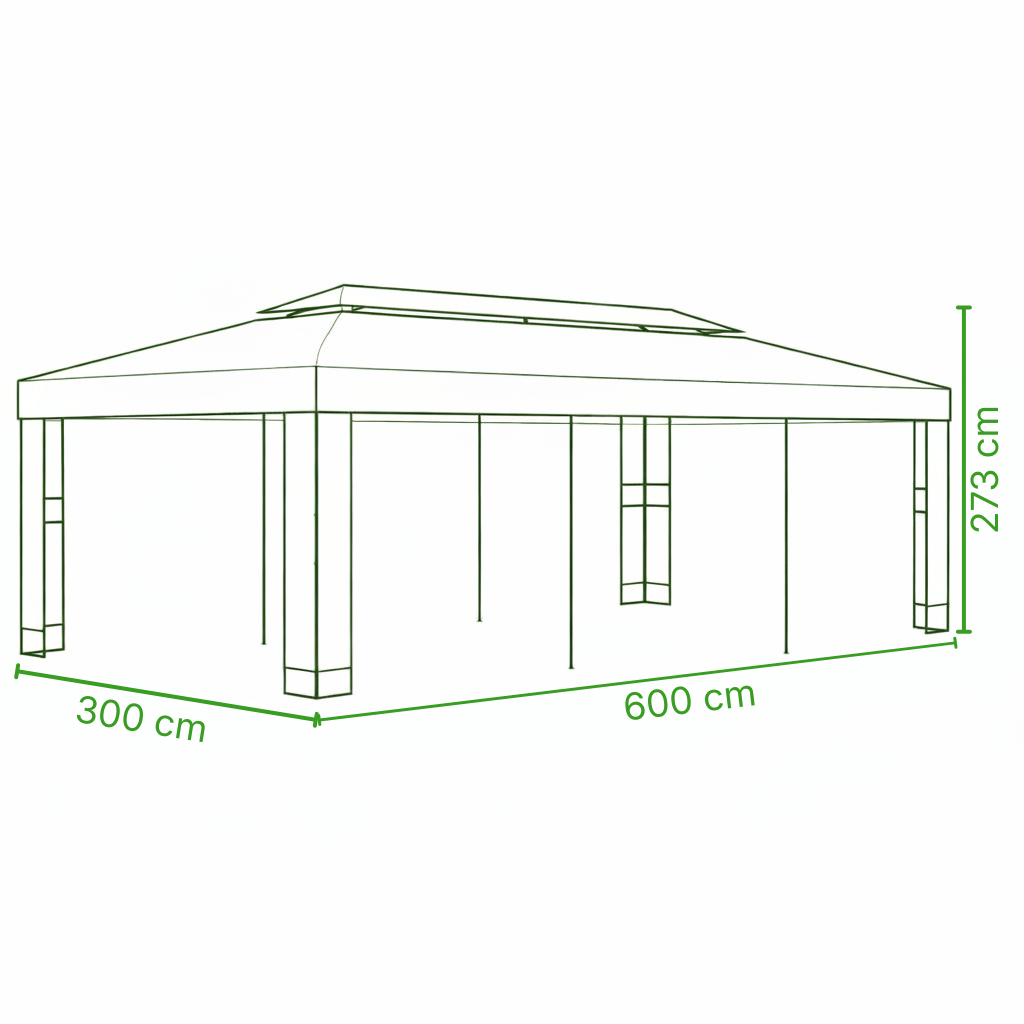 Tonnelle de jardin Azura 3x6m | Série Confort dimensions