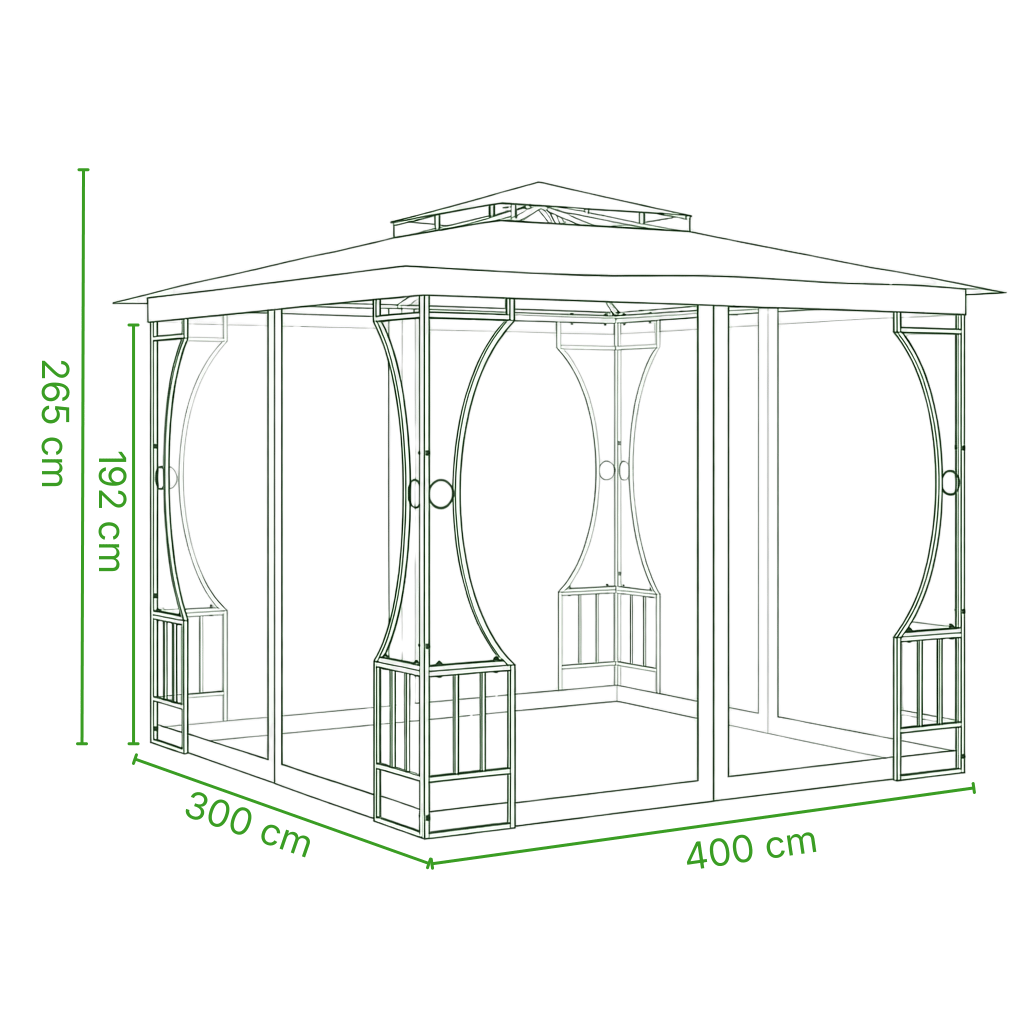 Tonnelle de jardin Eden 3x4m | Série Confort dimensions