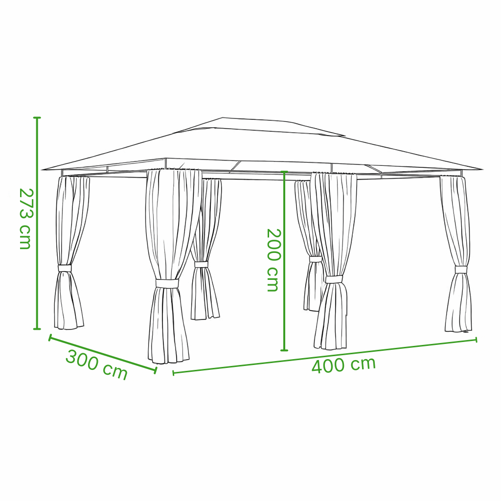 Tonnelle de jardin Riviera 3x4m | Série Confort dimensions