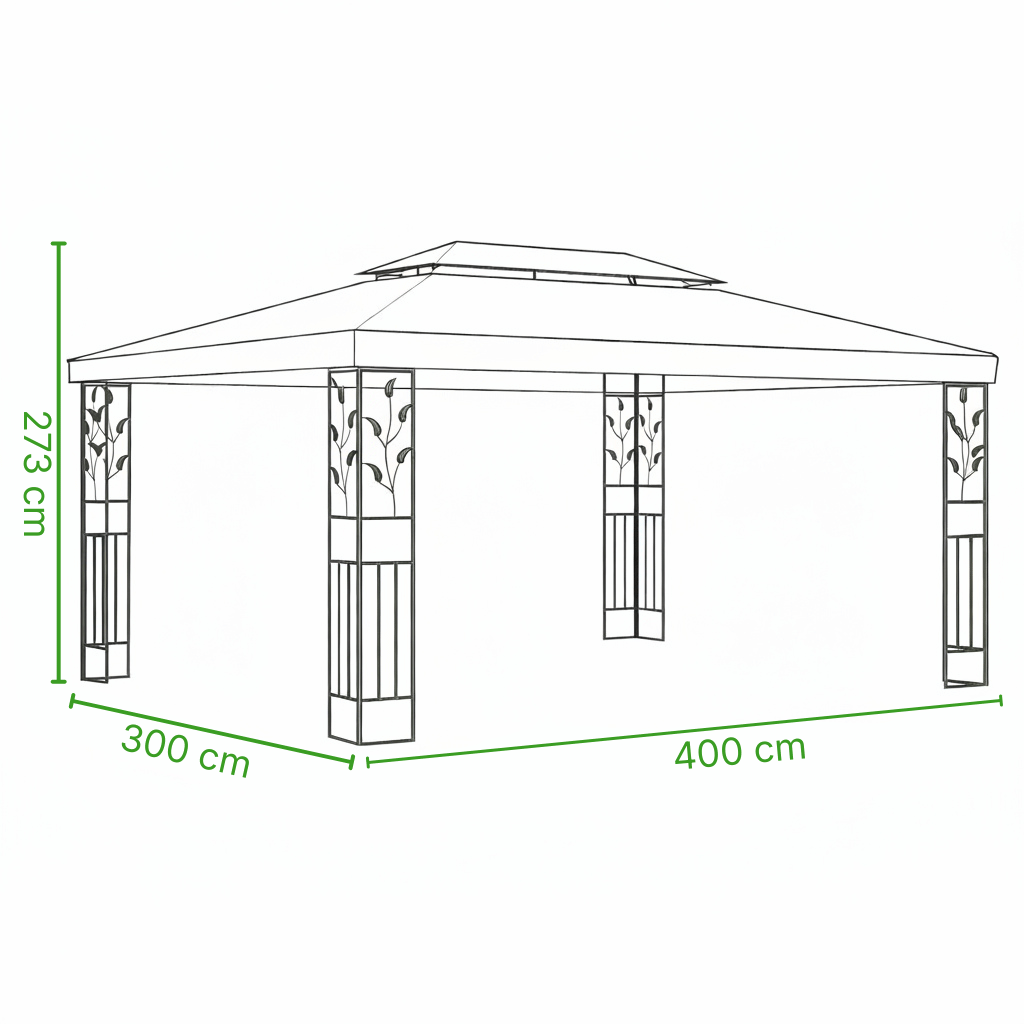Tonnelle de jardin Sierra 3x4m | Série Confort dimensions