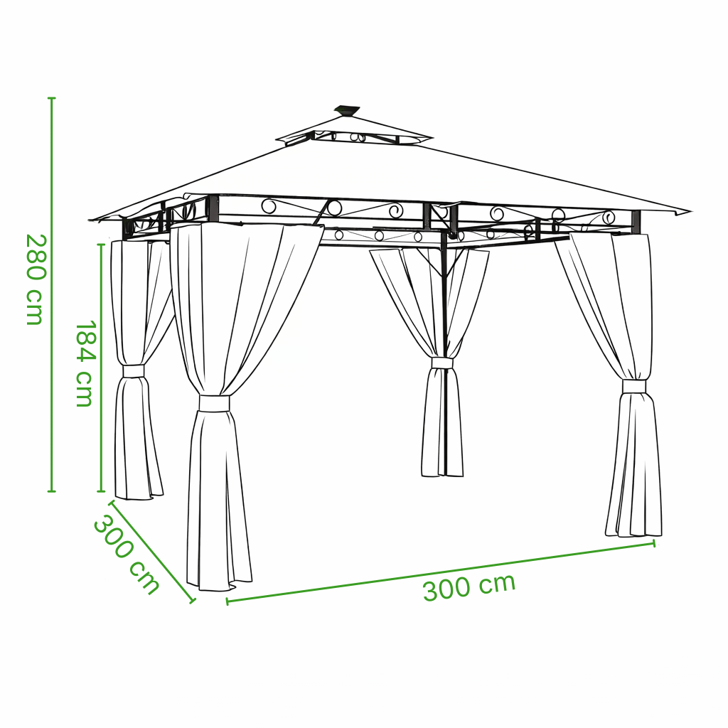 Tonnelle de jardin Solene 3x3m | Série Confort