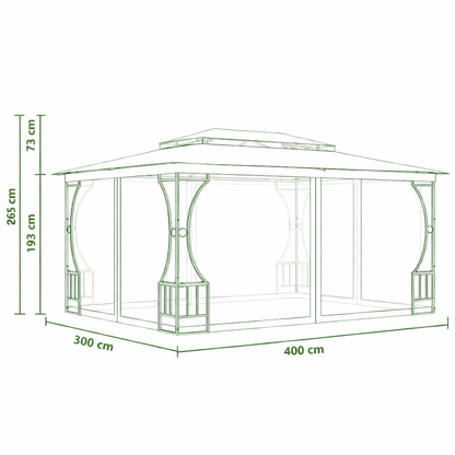 Tonnelle de jardin Eden en acier avec toile imperméable | 3x4m | Anthracite | Série Confort