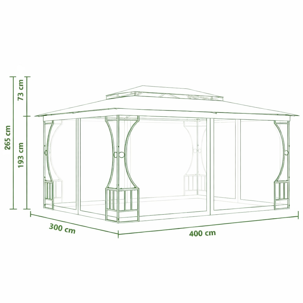 Tonnelle de jardin Eden en acier avec toile imperméable | 3x4m | Crème | Série Confort