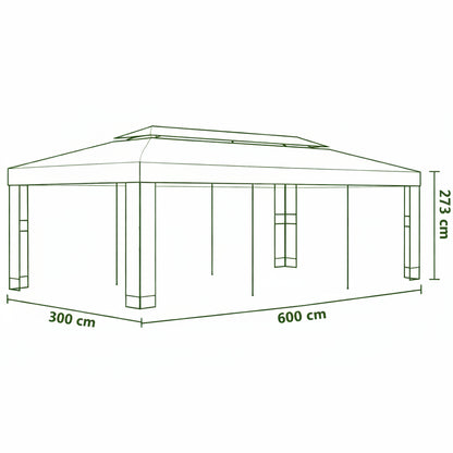 Tonnelle de jardin Azura en acier avec toile imperméable | 3x6m | Taupe | Série Confort