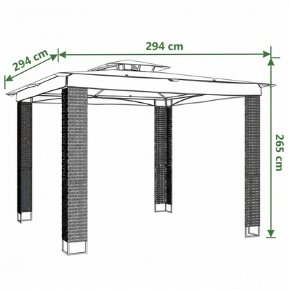 Tonnelle de jardin Calypso en acier avec toile imperméable | 3x3m | Anthracite | Série Confort
